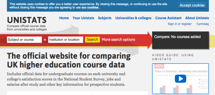 Website to study in the UK- Unistats.com