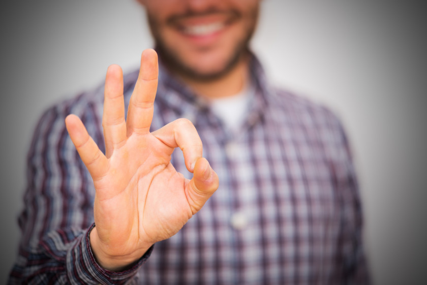 English phrases hunky dory guy giving ace sign