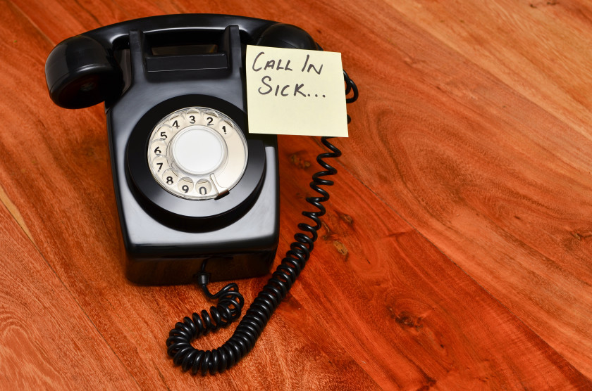 english phrases skive an old fashioned telephone with a call in sick post it not