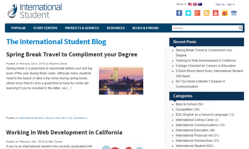 student blogs: international student