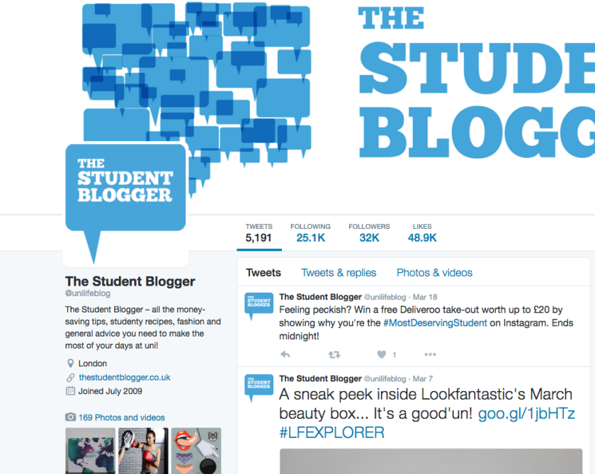 Student Blogger Twitter