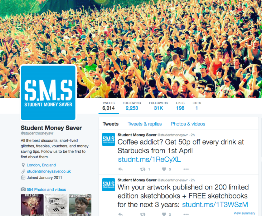 Student Money Saver Twitter