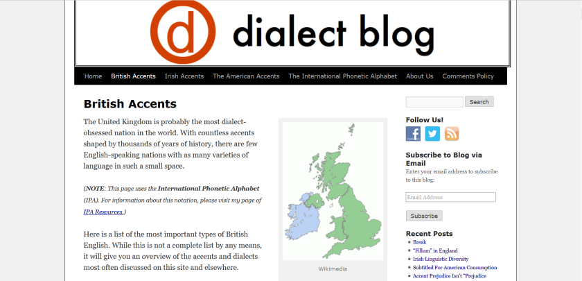 websites for uk study: dialect