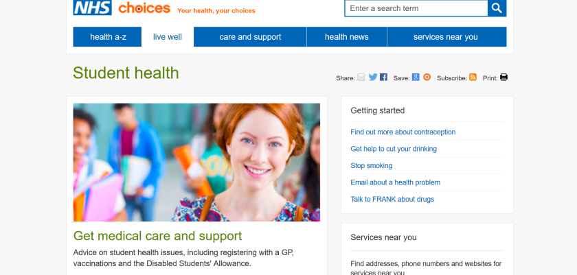 websites for uk study: nhs