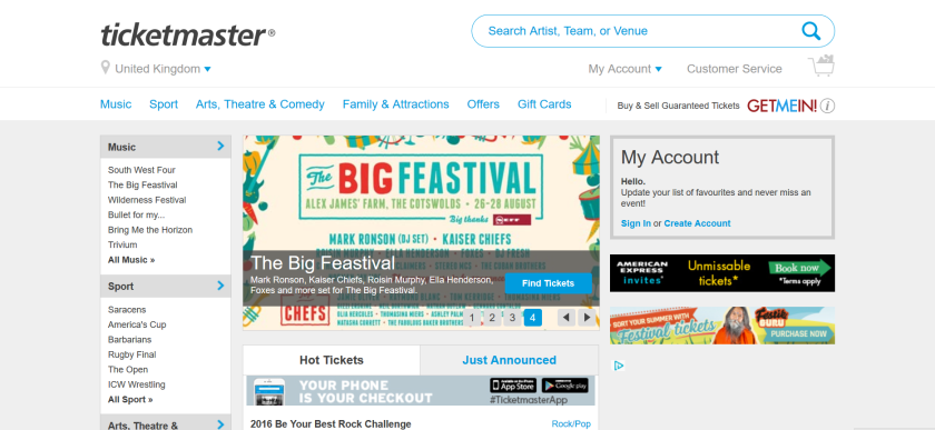 websites for uk study: ticketmaster