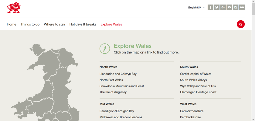 websites for uk study: visit wales