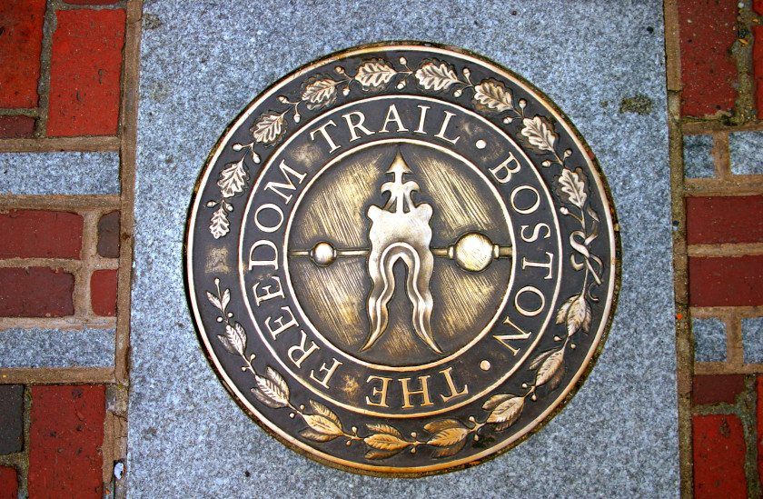 A Freedom Trail marker in Boston