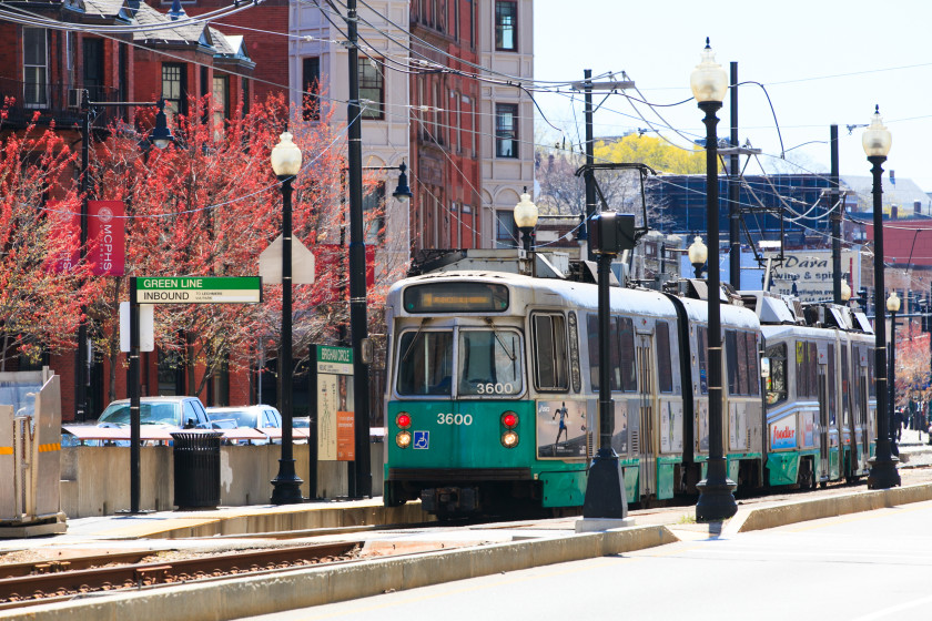 A tram in Boston