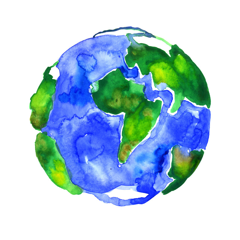 2050 International Student watercolour world globe