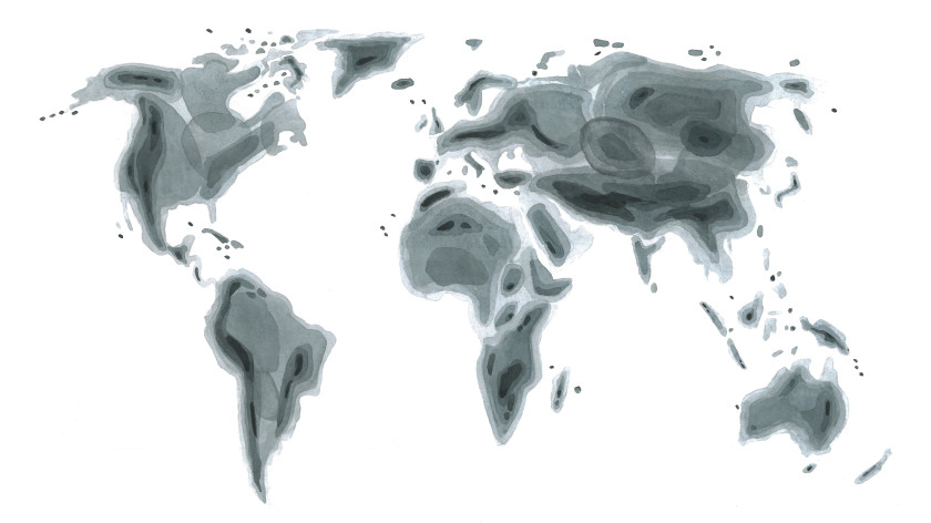 2050 international student black swirly watercolour world map