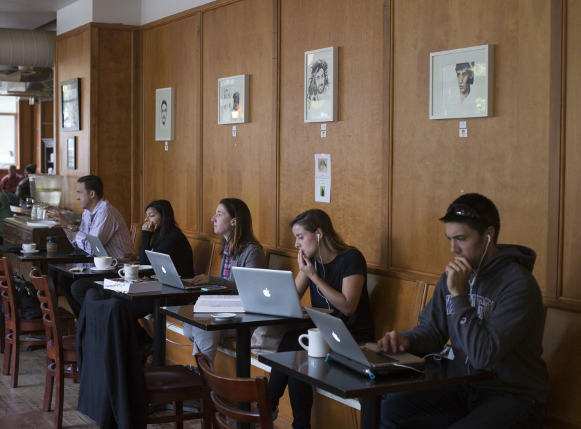 Law students working on their MacBooks