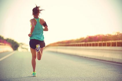 A young woman going for a run