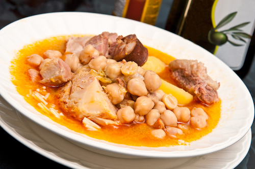 A plate of Cocido Madrileño