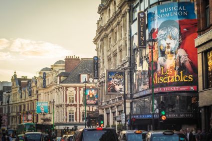 A view of theatres in the West End