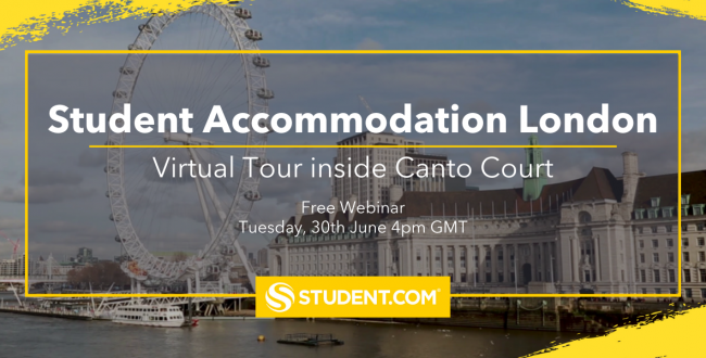Student.com is organising a webinar about student accommodation in London