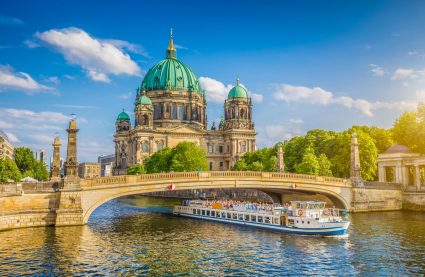 River Spree in Berlin with Berlin Cathedral in the background