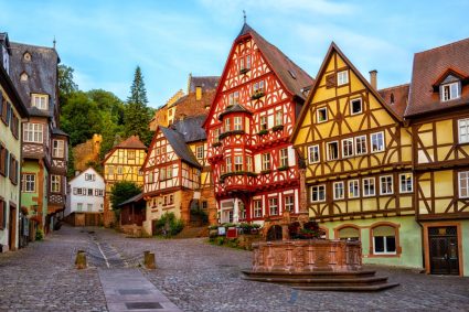 A small German town with timber houses