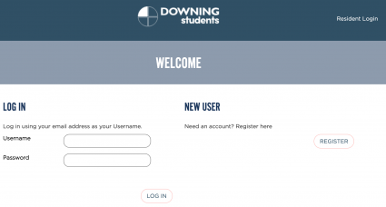 Downing Students payment portal login page