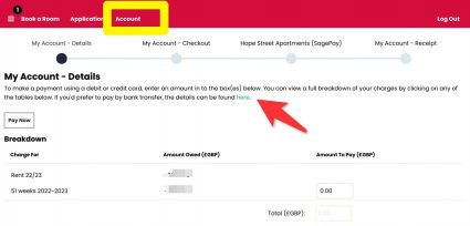 Host payment details page