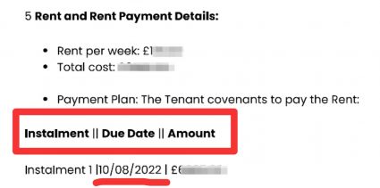 Nido's rent contract shows how much you have to pay