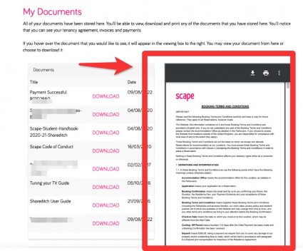 Scape rental contract and other documents