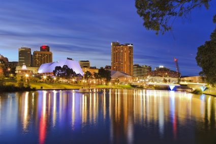 A night-time view of Adelaide