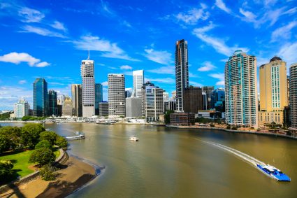 Brisbane offers a great view of river and skyscrapers