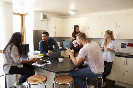 A group of student in halls of residence