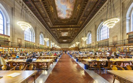 A reading room in the New York City Public Library