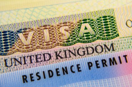 A photo of a United Kingdom visa