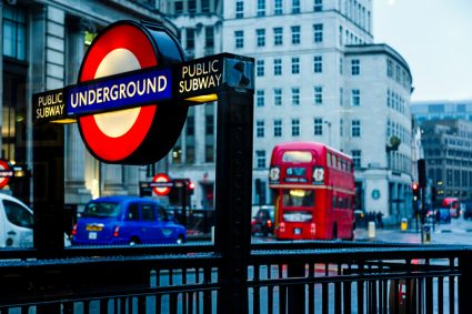 An entrance into the London Underground