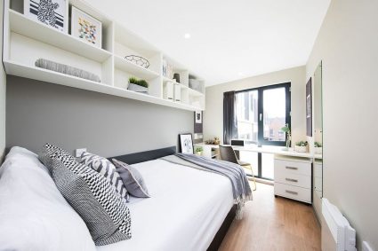A student bedroom in Artisan Heights, Manchester