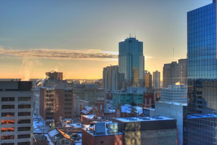 London, Ontario skyline on a winter morning