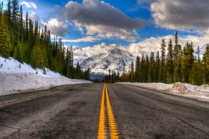 A road and mountains in Canada
