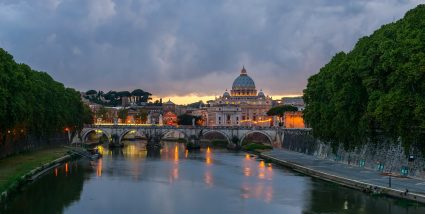 The Tiber River and St. Peter's Basilica in Rome