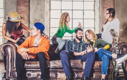 A group of young people on a couch