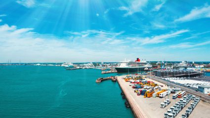 A view of the Southampton port during a sunny day