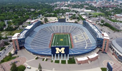 An aerial view of Michigan Stadium