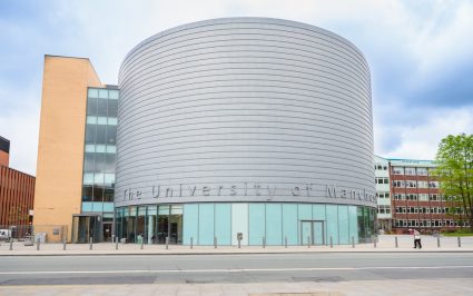 A futuristic-looking University of Manchester building