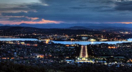 A nighttime view of Canberra, Australia
