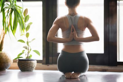 A woman doing yoga