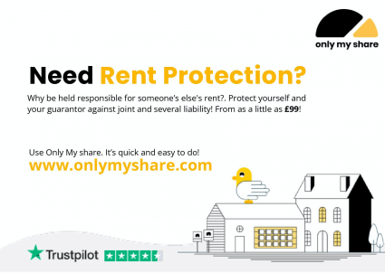 A flyer showing the housing hand logo, and text why be held responsible for someone else’s share of rent
