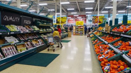 The vegetable section in a supermarket