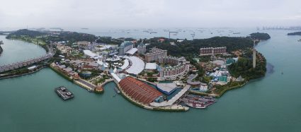 An aerial view of Sentosa Island