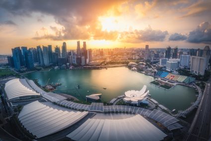 A panoramic view of the Marina Bay in Singapore