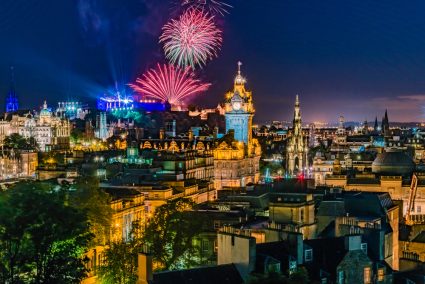 A fireworks show in Edinburgh