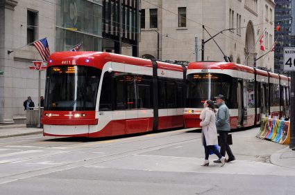 Two streetcars in Toronto