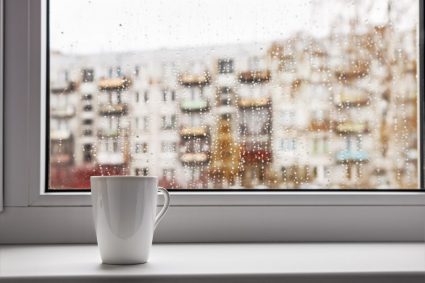 A cup of tea on a windowsill