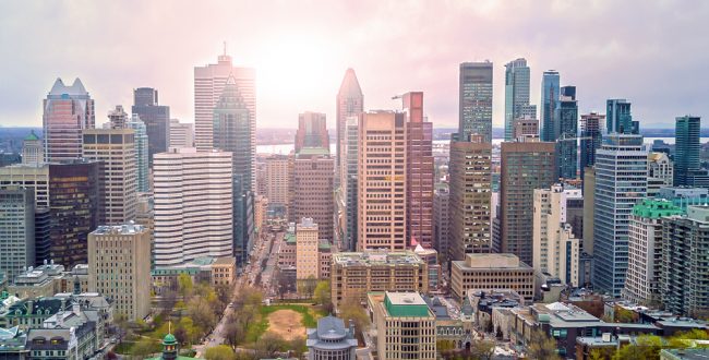 An aerial view of downtown Montreal