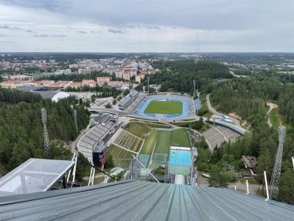 A view of Lahti, Finland, from the top of the ski jumping hill